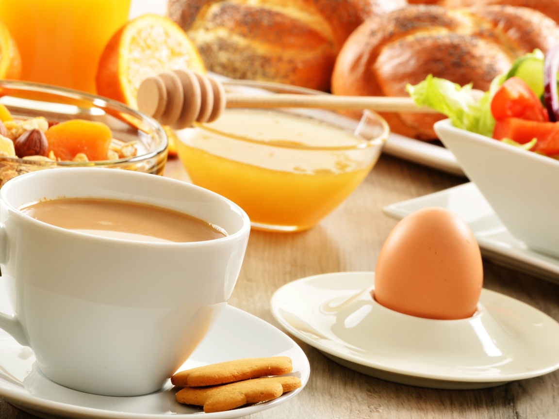 Das Breakfast with honey and muesli Wallpaper 1152x864