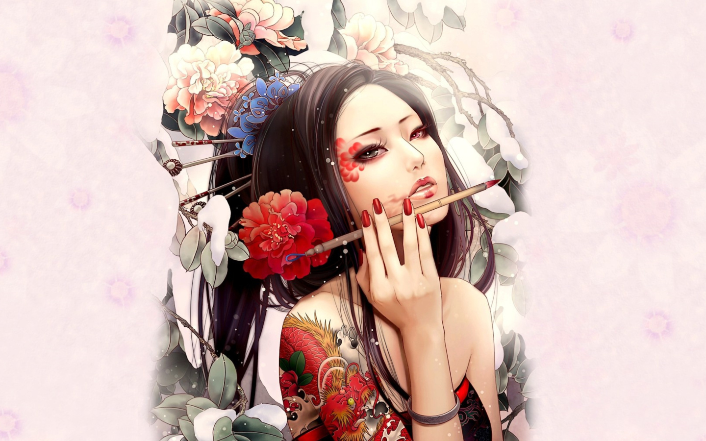 Fondo de pantalla Geisha Painting 1440x900