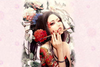 Geisha Painting - Obrázkek zdarma pro Fullscreen 1152x864