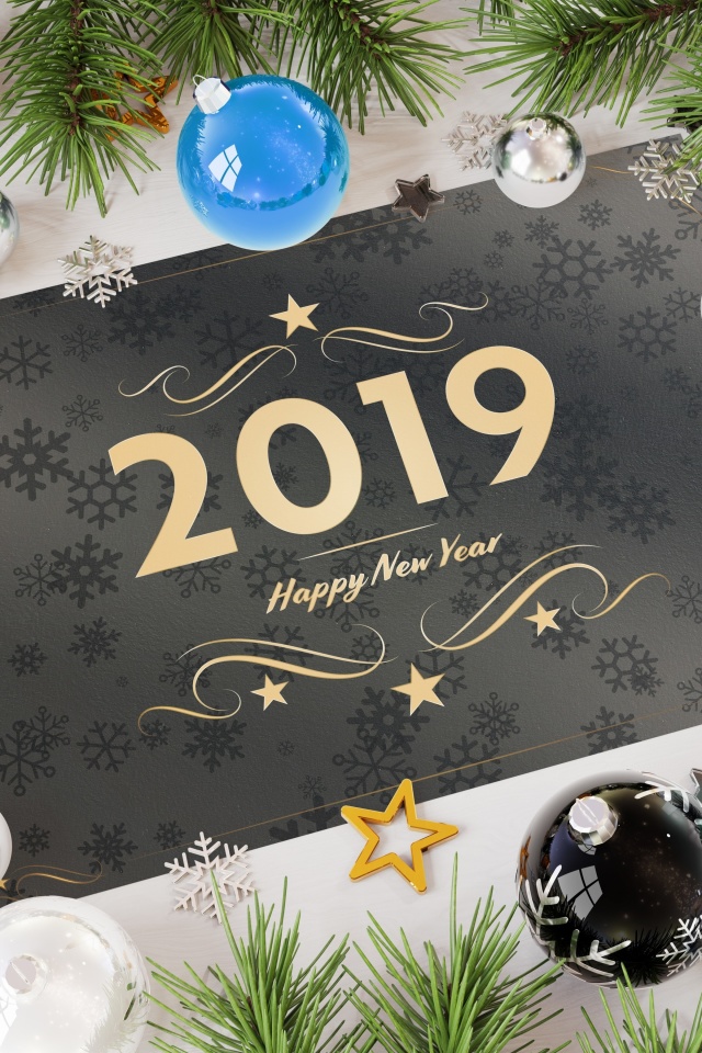 2019 Happy New Year Message wallpaper 640x960