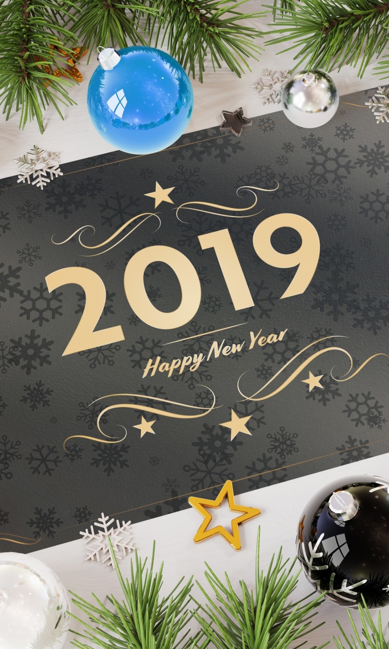2019 Happy New Year Message wallpaper 768x1280
