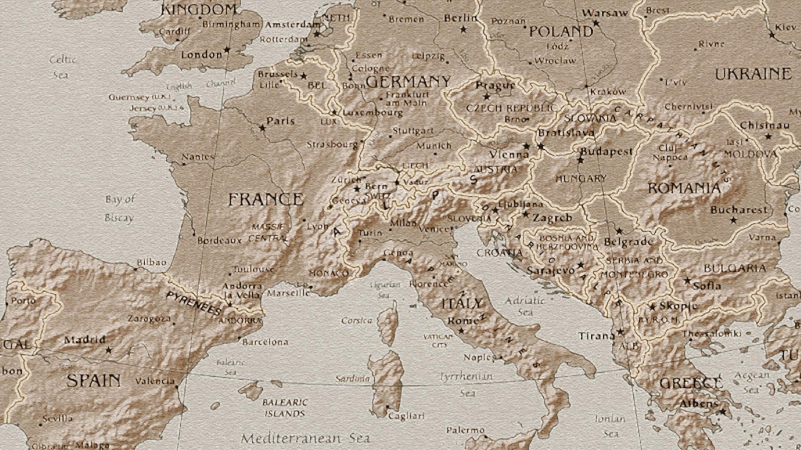 Fondo de pantalla Map Of Europe 1600x900