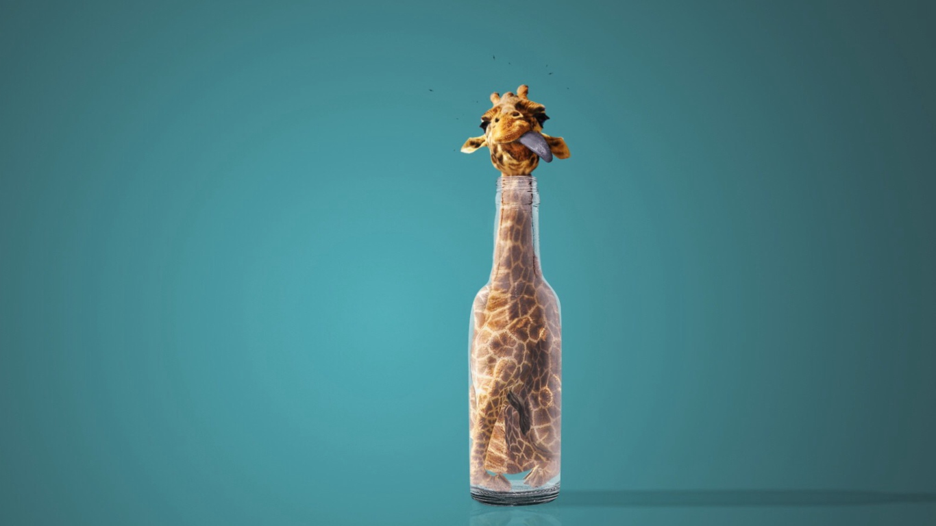 Sfondi Giraffe In Bottle 1366x768