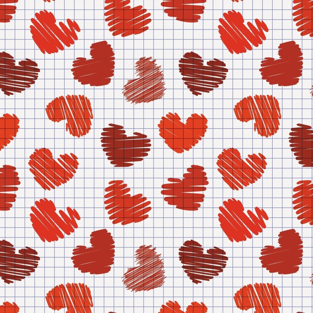 Das Drawn Hearts Texture Wallpaper 1024x1024