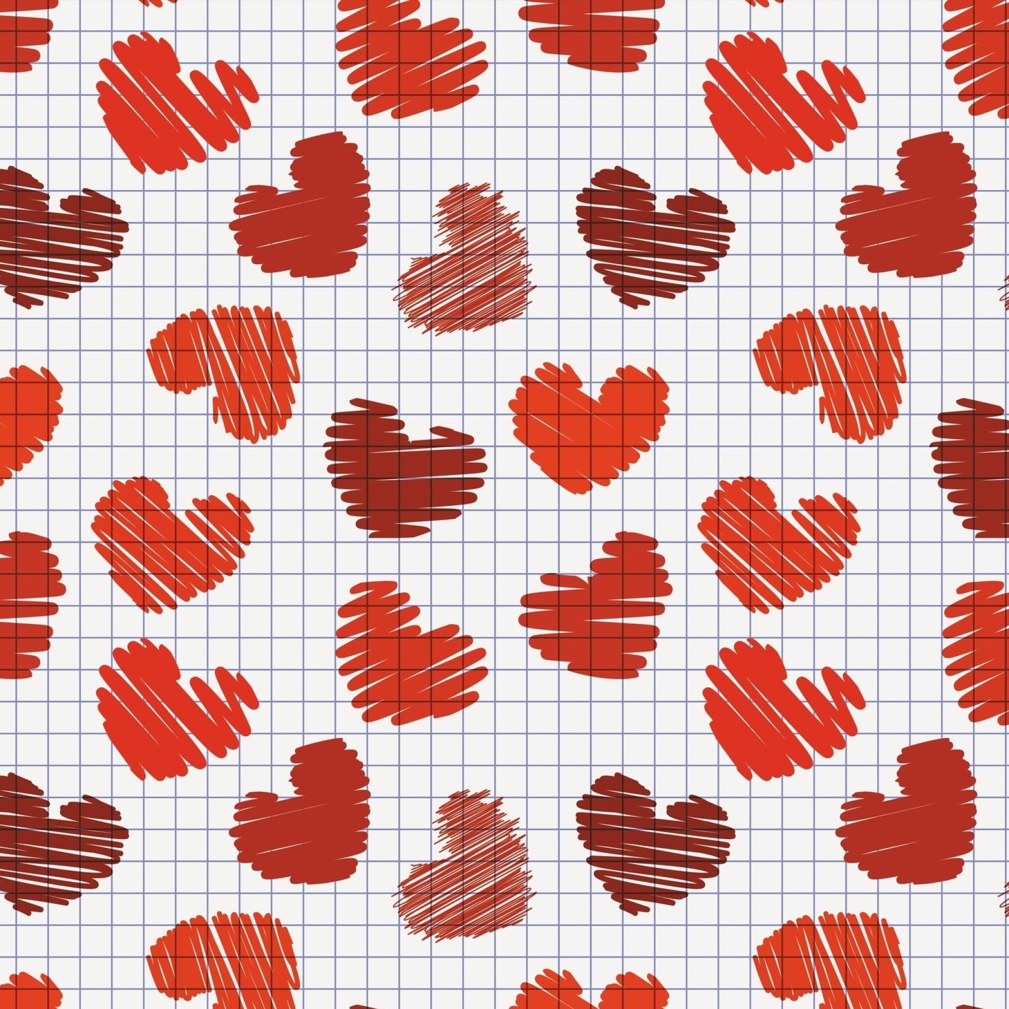 Das Drawn Hearts Texture Wallpaper 2048x2048