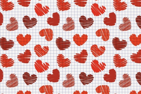 Das Drawn Hearts Texture Wallpaper 480x320