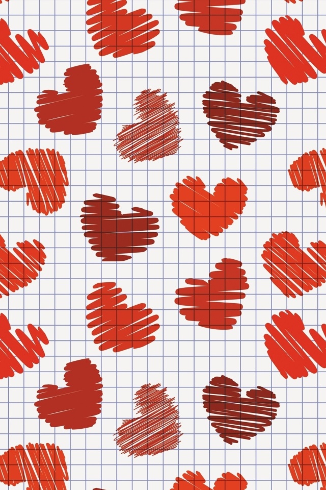 Обои Drawn Hearts Texture 640x960