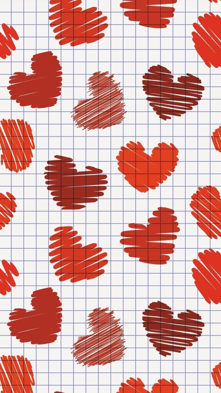 Das Drawn Hearts Texture Wallpaper 750x1334