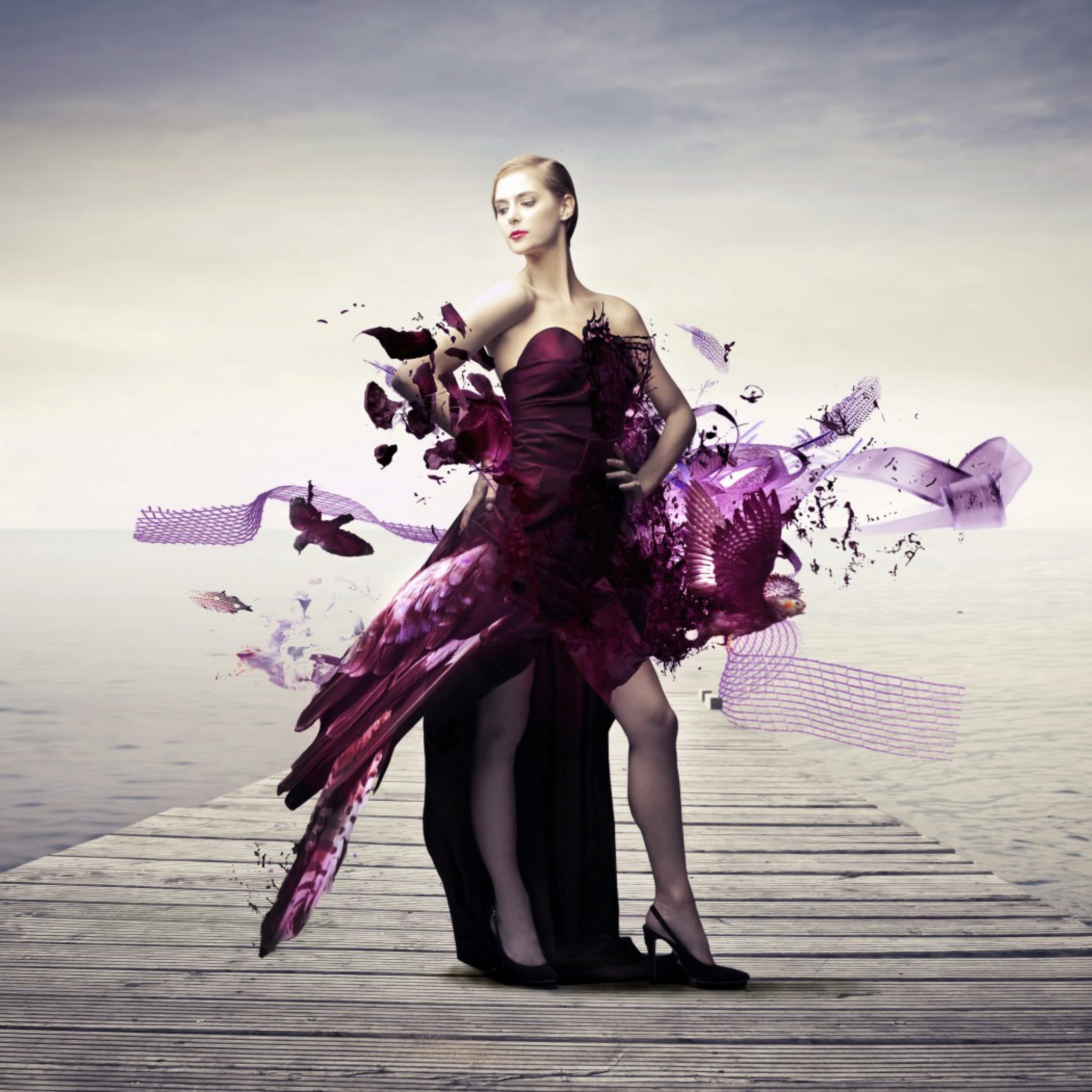 Обои Creative Purple Dress 2048x2048