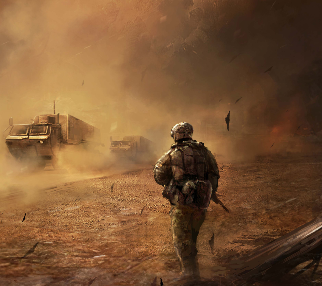 Fondo de pantalla War In Desert 1080x960
