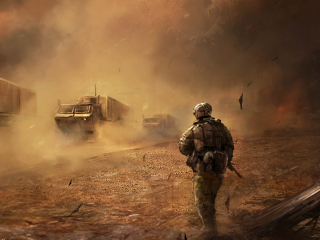 Fondo de pantalla War In Desert 320x240