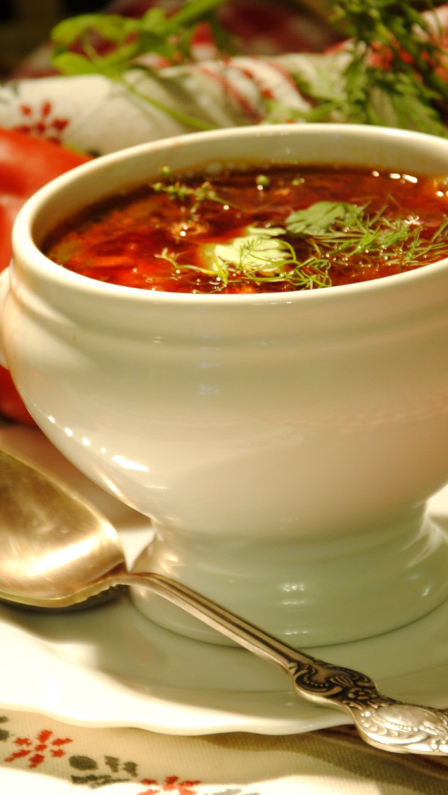 Fondo de pantalla Ukrainian Red Borscht Soup 640x1136