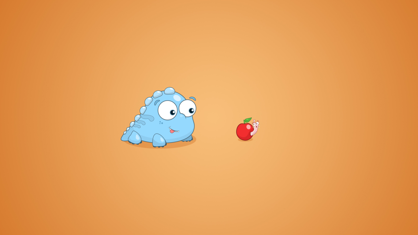 Screenshot №1 pro téma Dragon And Apple Funny Illustration 1366x768