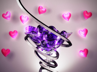 Обои Glass Hearts 320x240