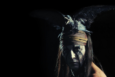 Johnny Depp As Tonto - The Lone Ranger Movie 2013 wallpaper 480x320