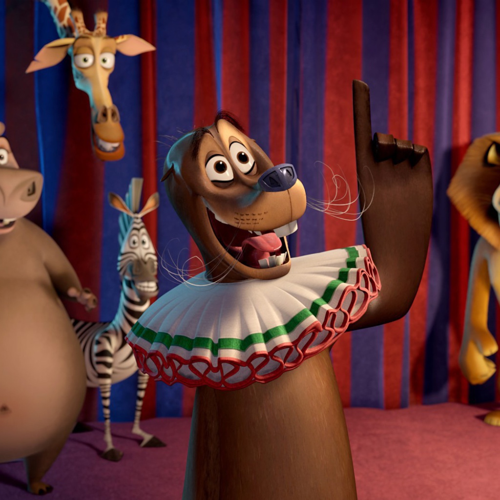 Das Madagascar 3 Cartoon Wallpaper 1024x1024