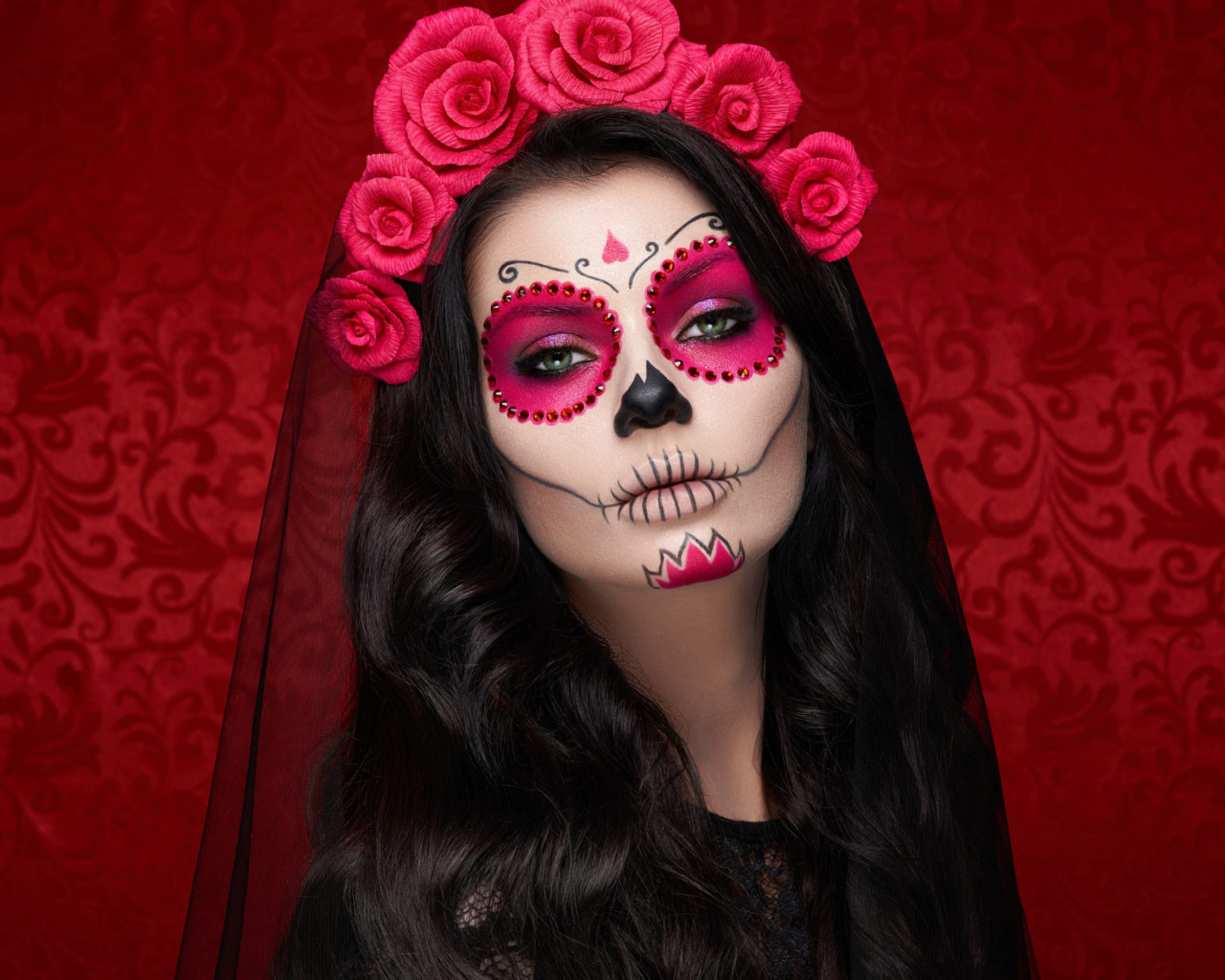 Das Dia de muertos makeup Wallpaper 1280x1024