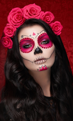 Das Dia de muertos makeup Wallpaper 240x400