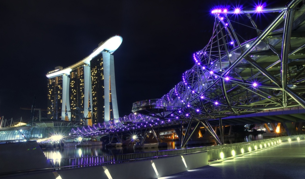 Das Helix Bridge in Singapore Wallpaper 1024x600