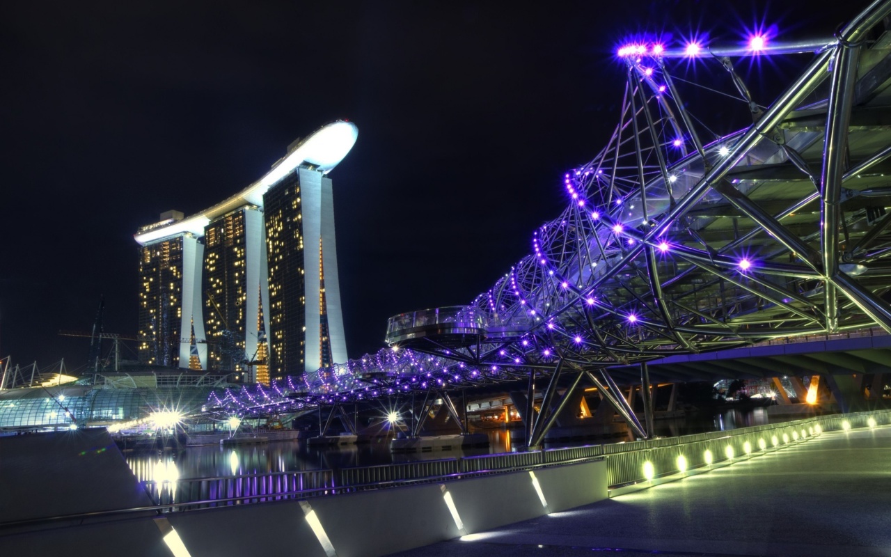 Fondo de pantalla Helix Bridge in Singapore 1280x800