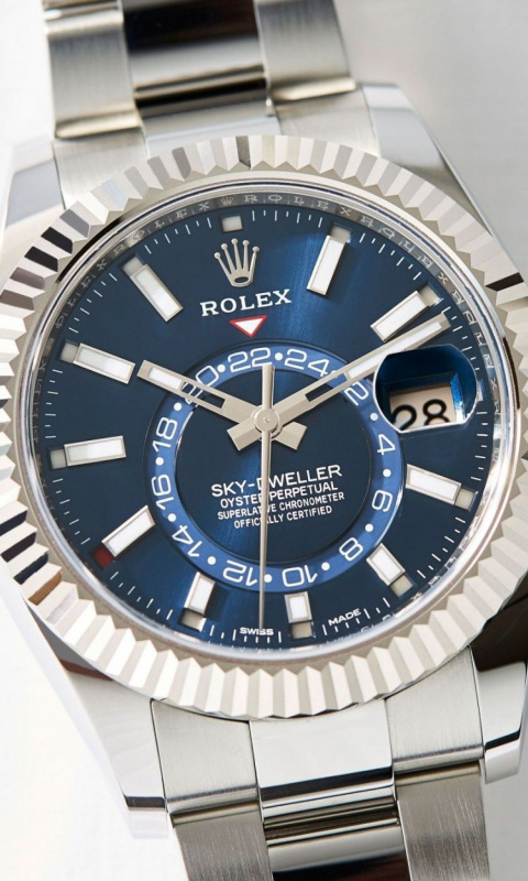 Das Rolex Sky Dweller Steel Wallpaper 480x800