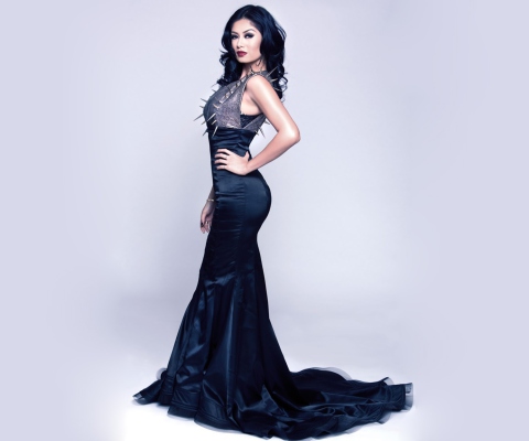 Gorgeous Kim Lee In Black Dress wallpaper 480x400