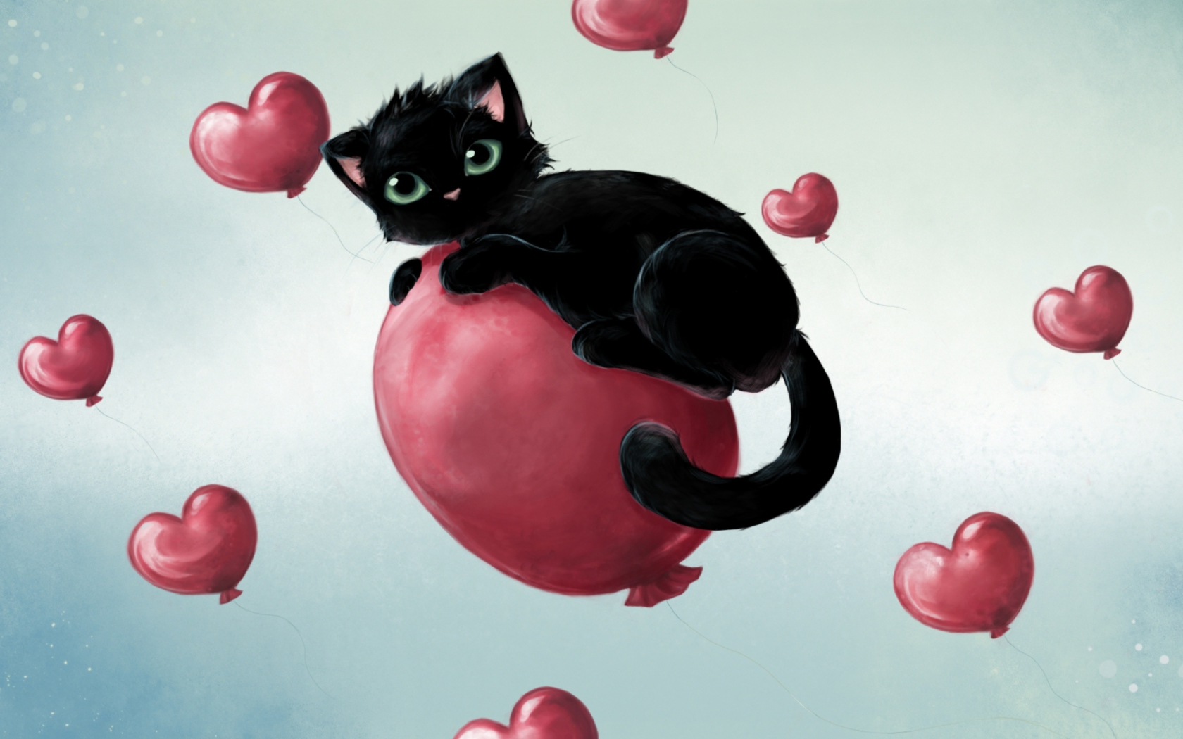 Screenshot №1 pro téma Black Cat On Balloon 1680x1050