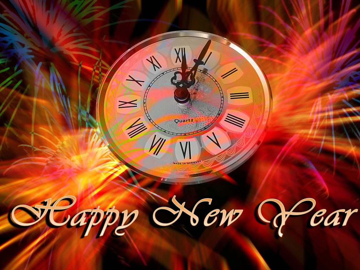 Обои Happy New Year Clock 1152x864