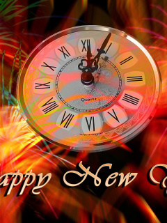 Das Happy New Year Clock Wallpaper 240x320