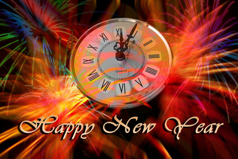 Das Happy New Year Clock Wallpaper 480x320