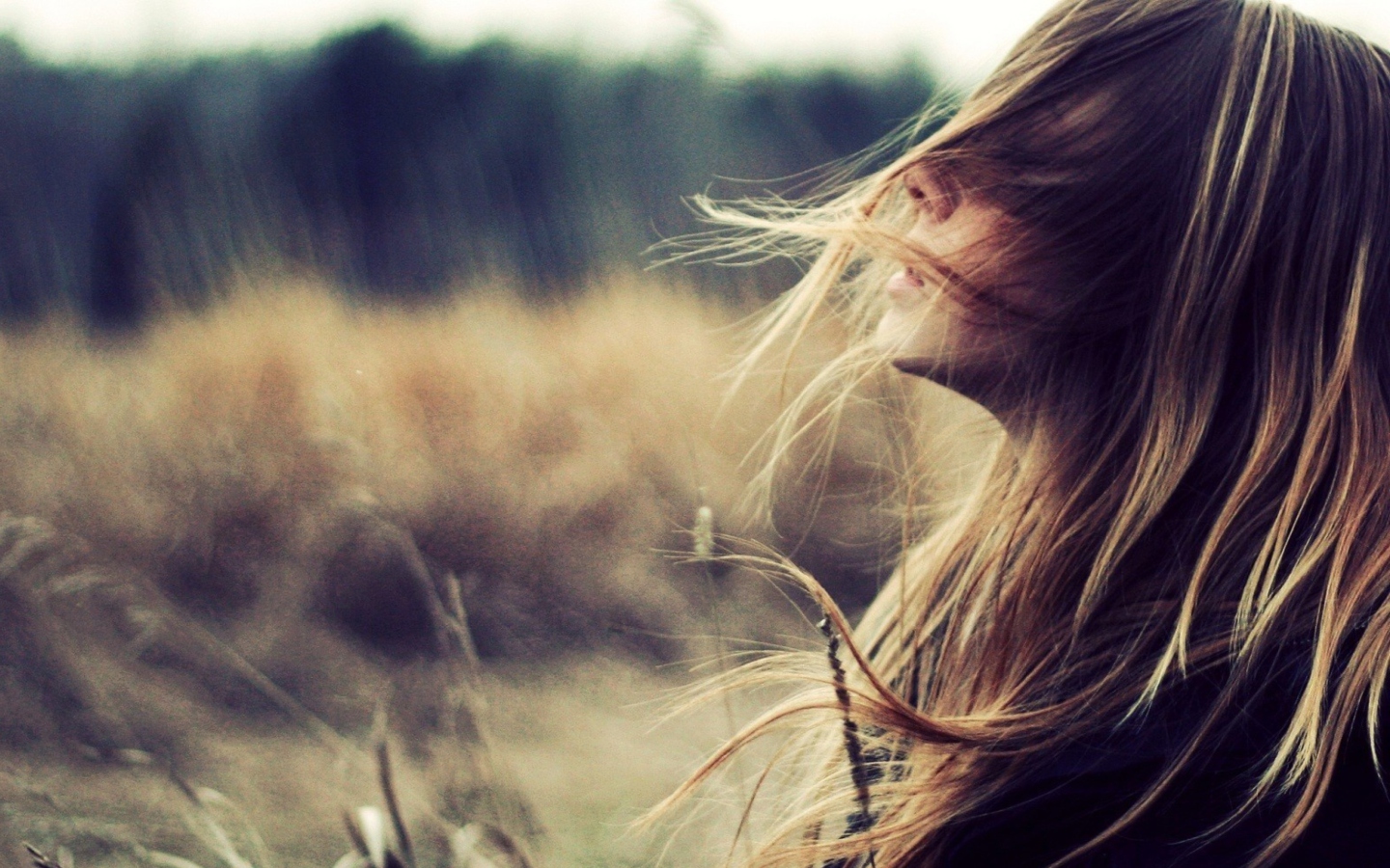 Screenshot №1 pro téma Beautiful Girl With Wind In Her Hair 1440x900