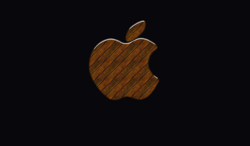 Apple Wooden Logo wallpaper 1024x600