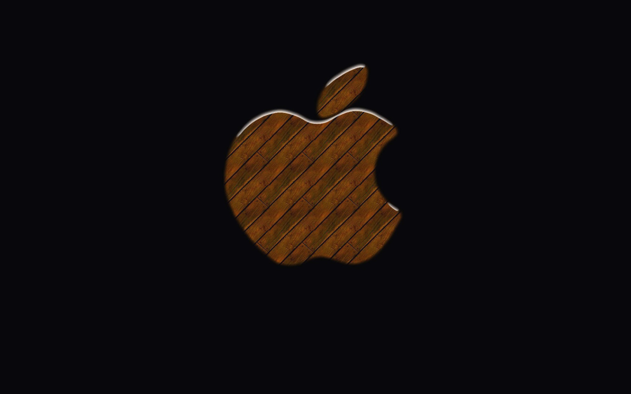 Обои Apple Wooden Logo 1280x800