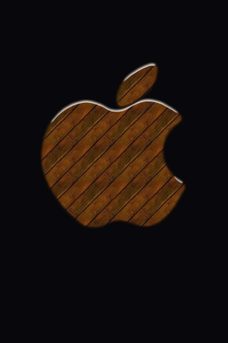 Обои Apple Wooden Logo 320x480