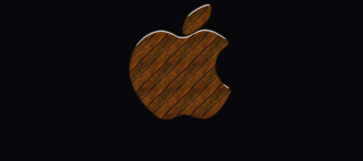 Das Apple Wooden Logo Wallpaper 720x320