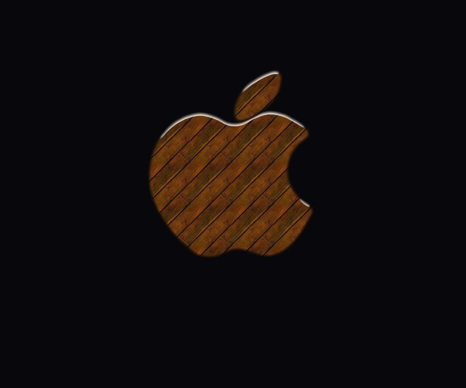Das Apple Wooden Logo Wallpaper 960x800