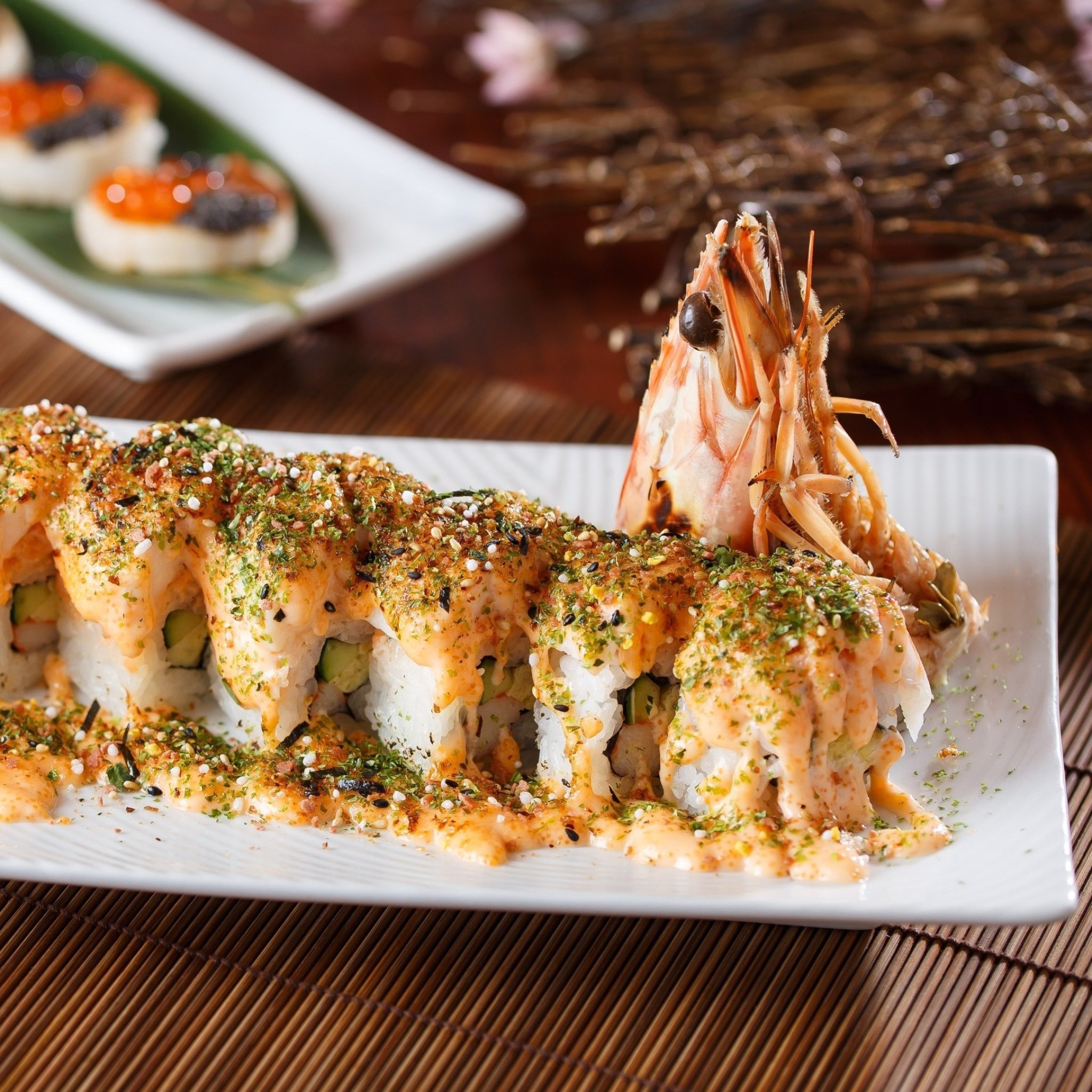 Обои Sushi with shrimp 2048x2048