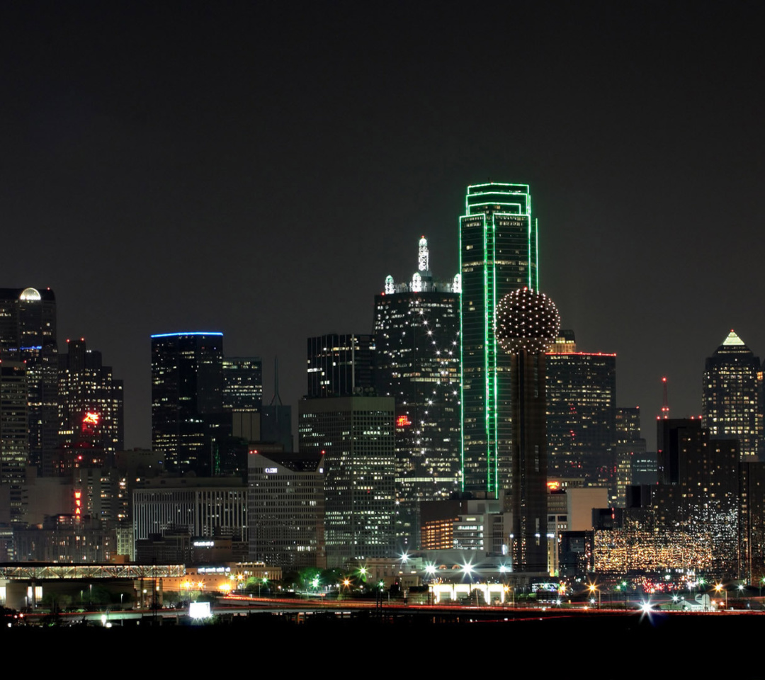 Das Texas, Dallas Night Skyline Wallpaper 1080x960