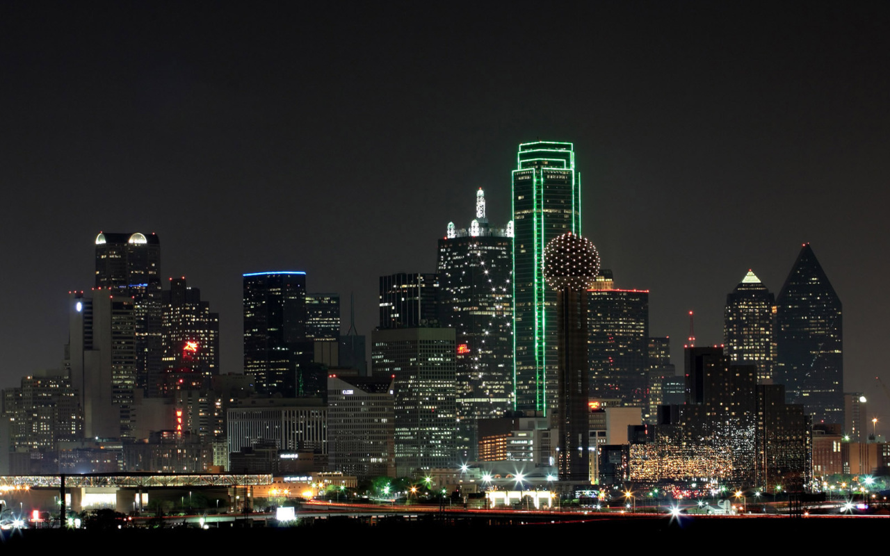 Обои Texas, Dallas Night Skyline 1280x800