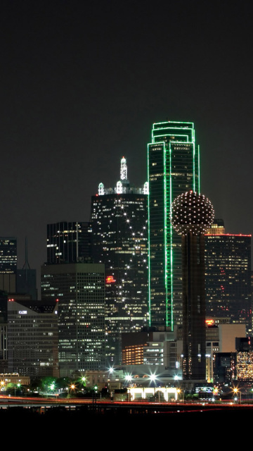 Das Texas, Dallas Night Skyline Wallpaper 360x640