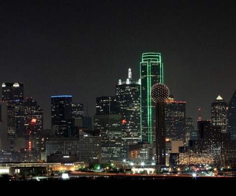 Sfondi Texas, Dallas Night Skyline 480x400