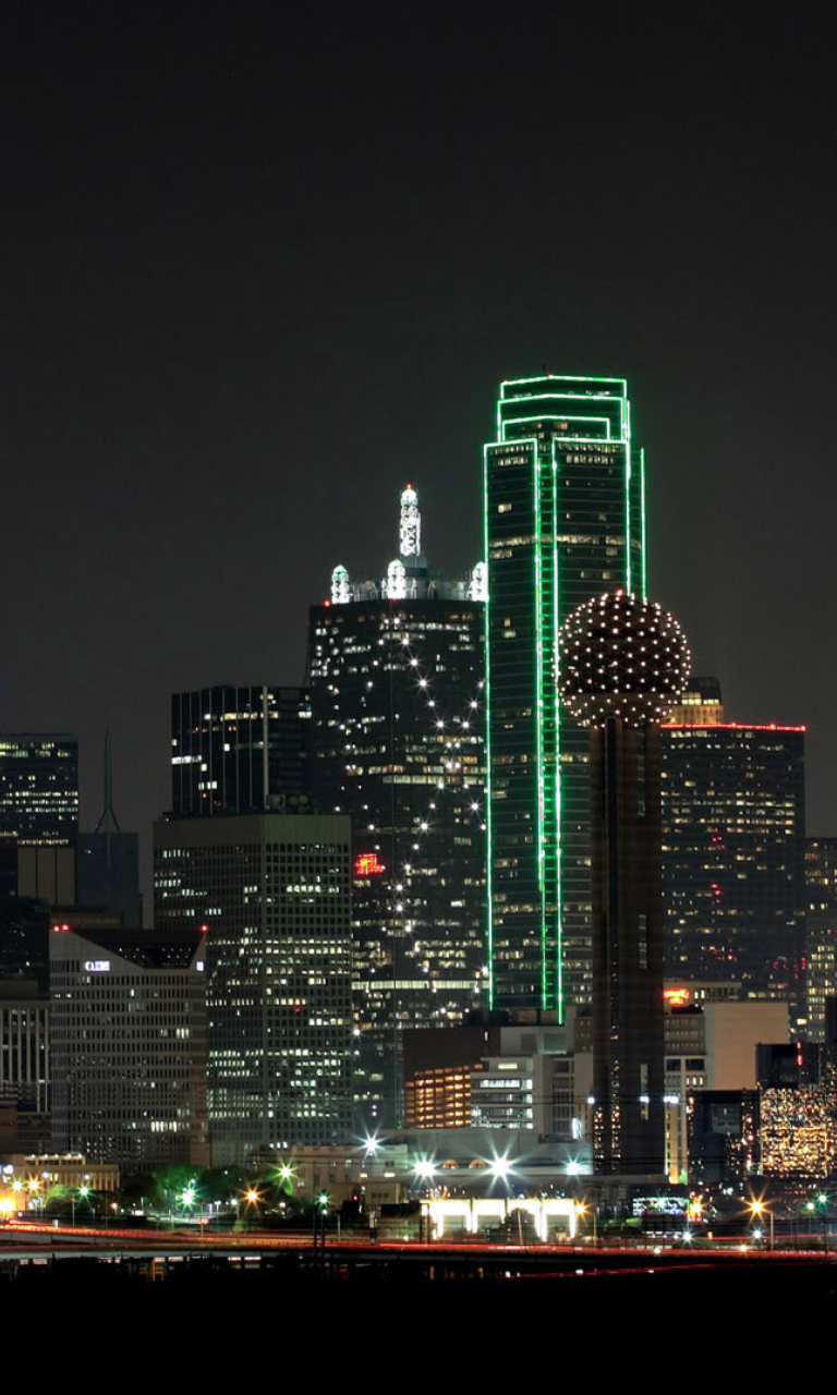 Fondo de pantalla Texas, Dallas Night Skyline 768x1280