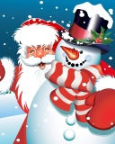 Fondo de pantalla Santa with Snowman 128x160