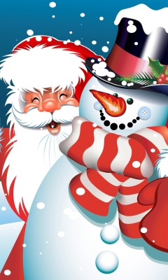 Das Santa with Snowman Wallpaper 240x400