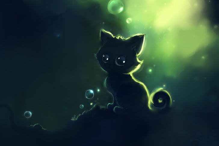 Screenshot №1 pro téma Lonely Black Kitty Painting
