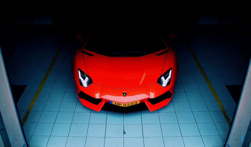 Das Red Lamborghini Aventador Wallpaper 1024x600