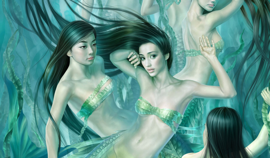 Fondo de pantalla Fantasy Mermaids 1024x600