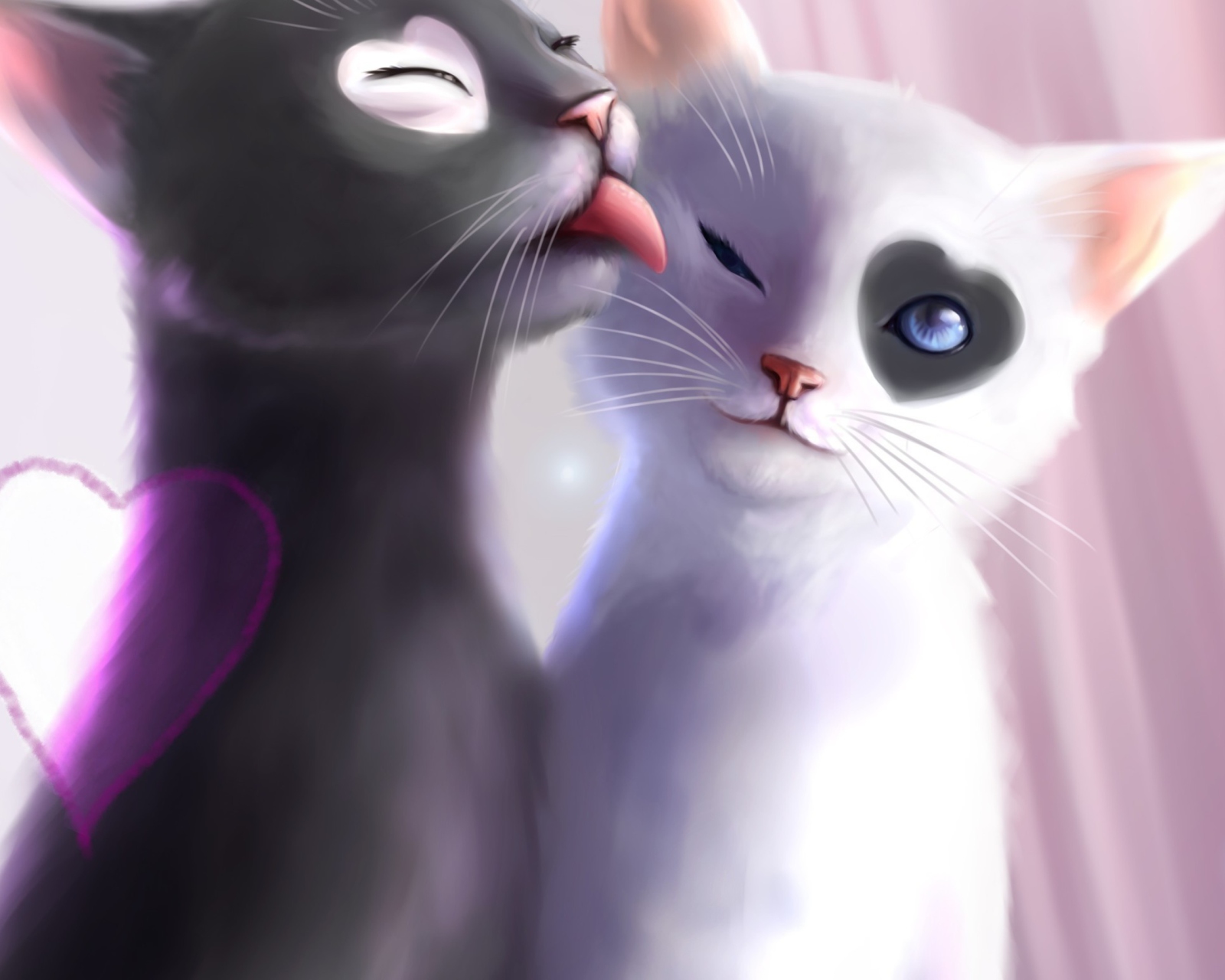 Screenshot №1 pro téma Black And White Cats Romance 1600x1280
