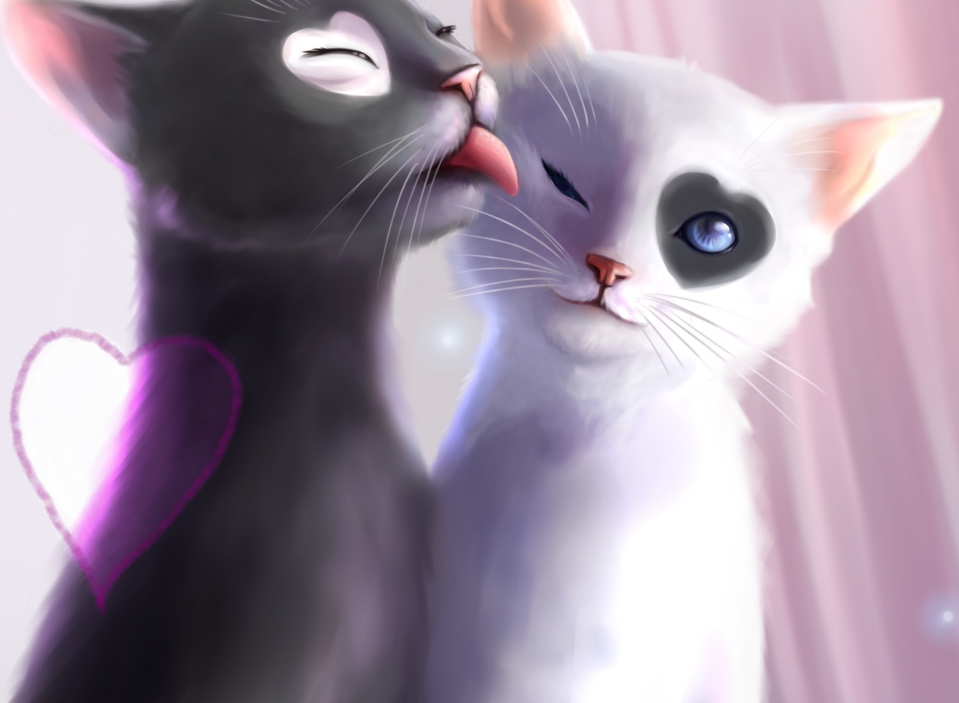 Screenshot №1 pro téma Black And White Cats Romance 1920x1408