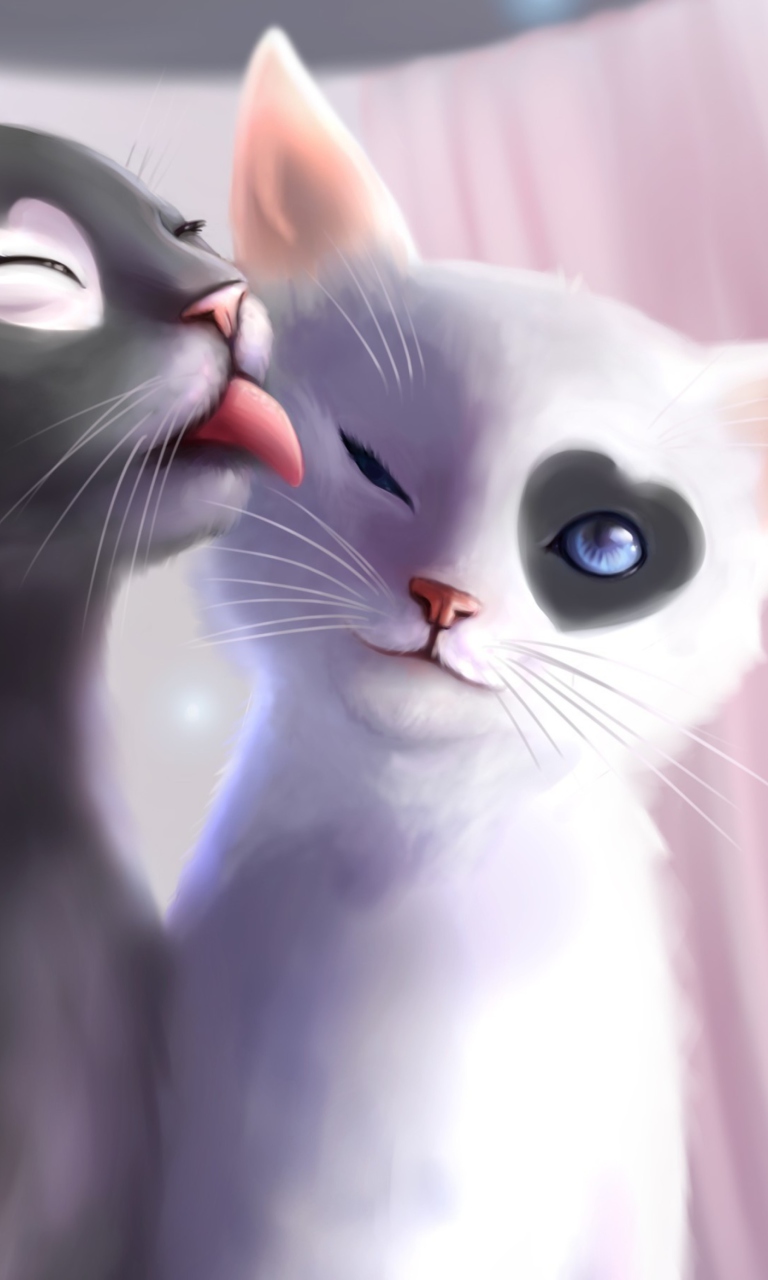 Screenshot №1 pro téma Black And White Cats Romance 768x1280